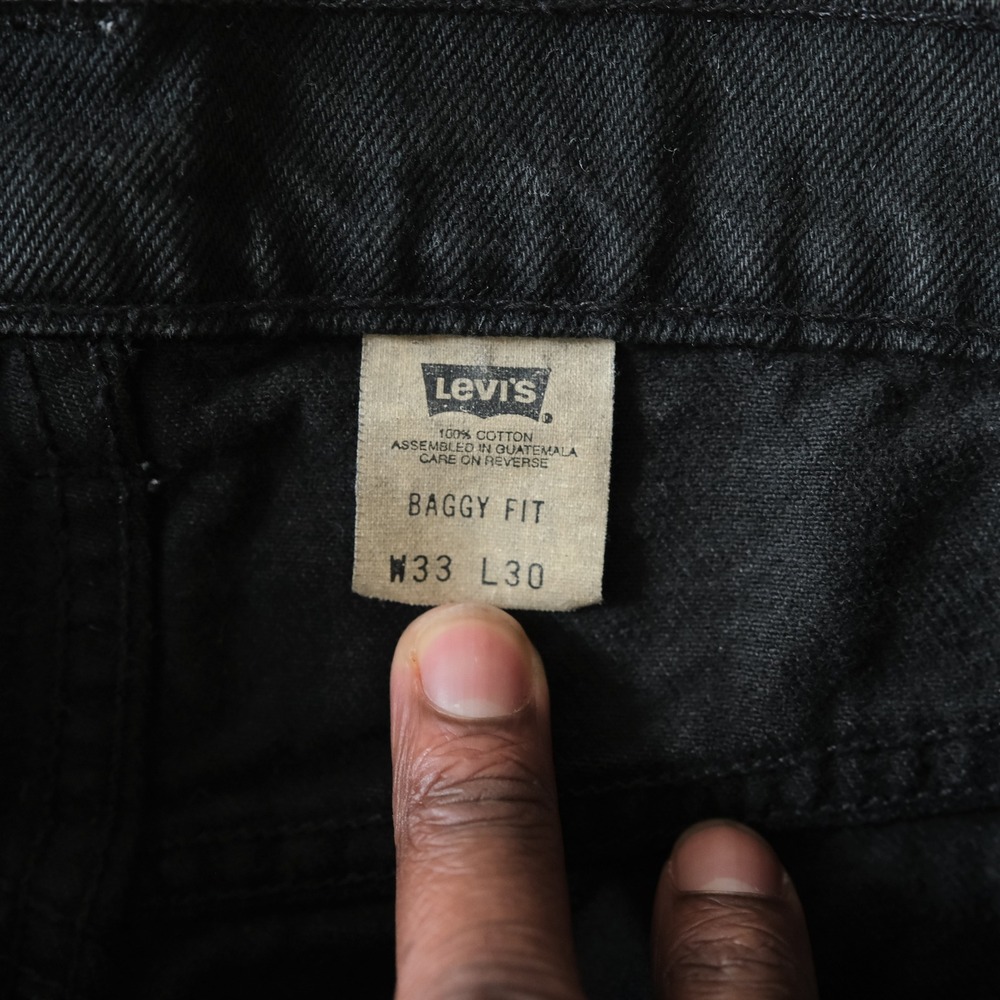 Levis Baggy Fit Jeans Mens Black Raw Hem Vintage Y2K 33x30 Streetwear Skater - Picture 2 of 12